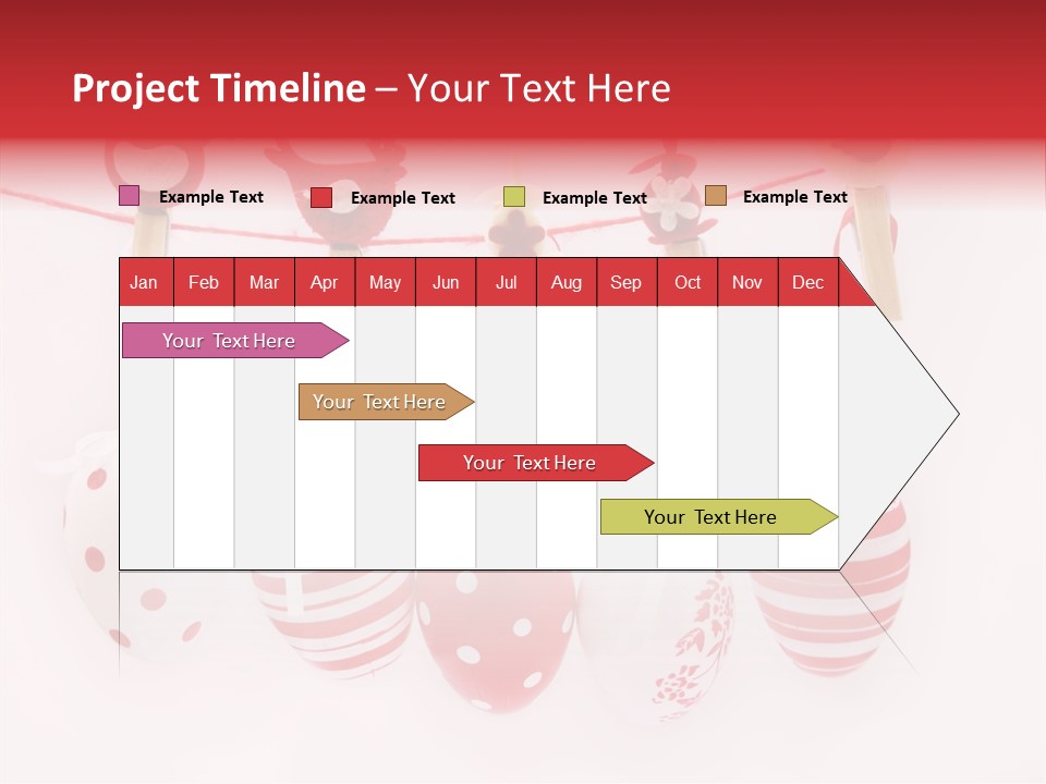 A Group Of Red And White Eggs Hanging On A Line PowerPoint Template