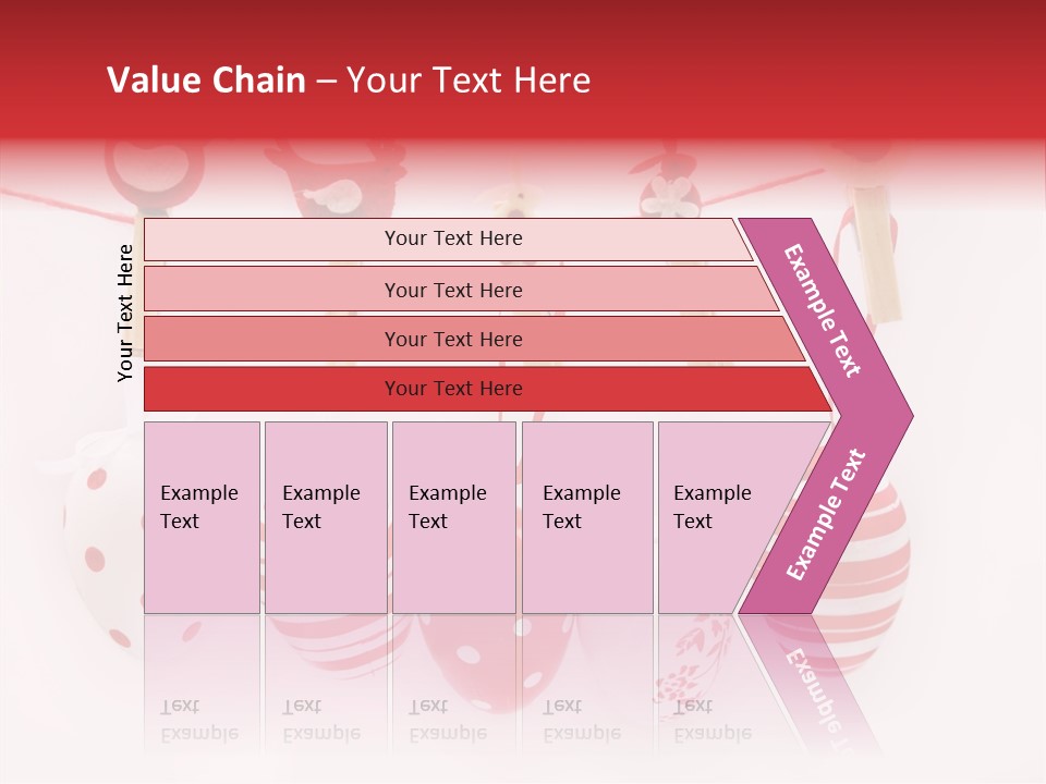 A Group Of Red And White Eggs Hanging On A Line PowerPoint Template
