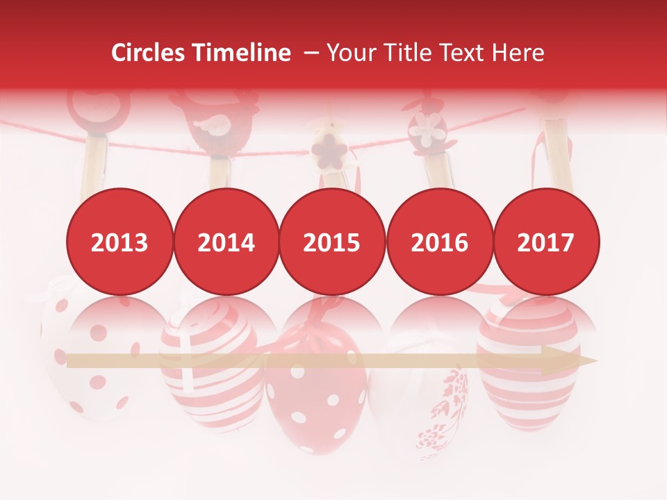 A Group Of Red And White Eggs Hanging On A Line PowerPoint Template