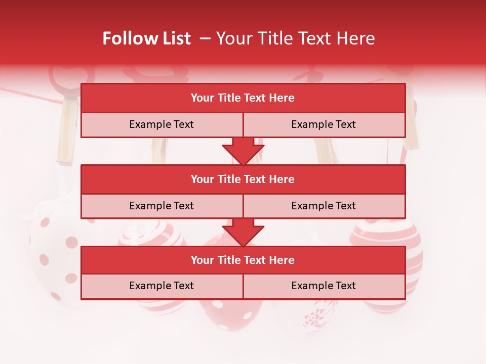 A Group Of Red And White Eggs Hanging On A Line PowerPoint Template