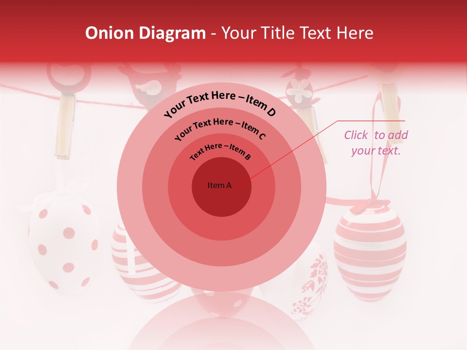 A Group Of Red And White Eggs Hanging On A Line PowerPoint Template