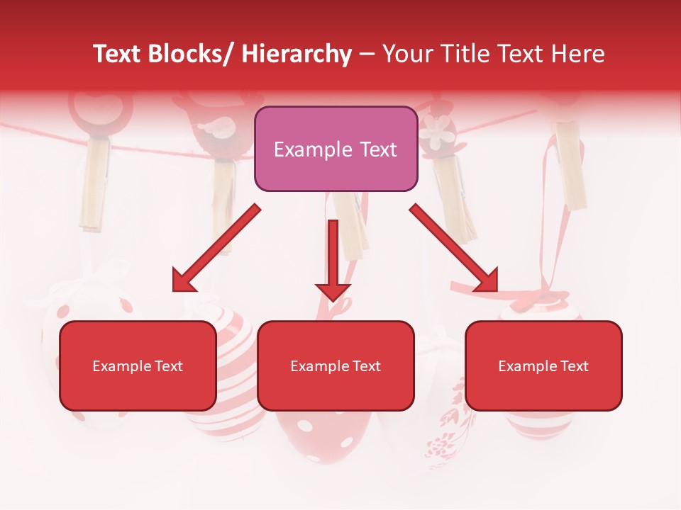 A Group Of Red And White Eggs Hanging On A Line PowerPoint Template