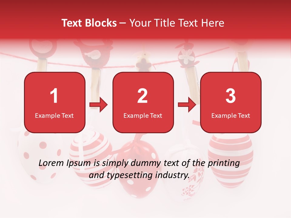A Group Of Red And White Eggs Hanging On A Line PowerPoint Template