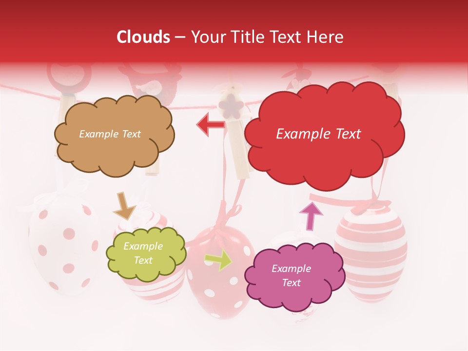 A Group Of Red And White Eggs Hanging On A Line PowerPoint Template