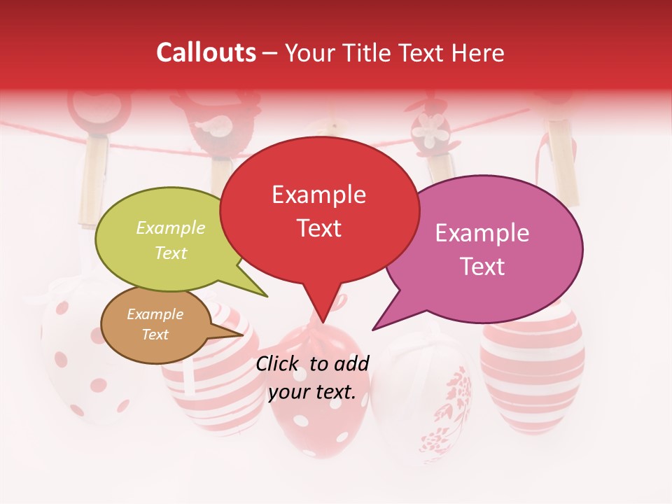 A Group Of Red And White Eggs Hanging On A Line PowerPoint Template