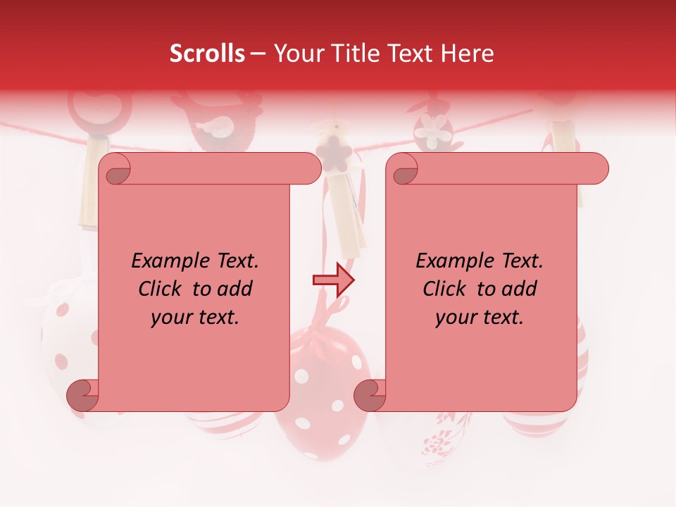 A Group Of Red And White Eggs Hanging On A Line PowerPoint Template