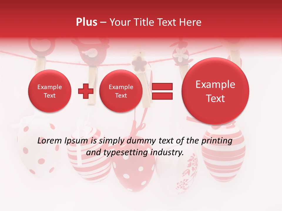 A Group Of Red And White Eggs Hanging On A Line PowerPoint Template