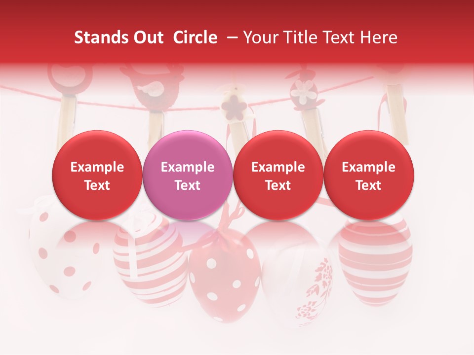 A Group Of Red And White Eggs Hanging On A Line PowerPoint Template
