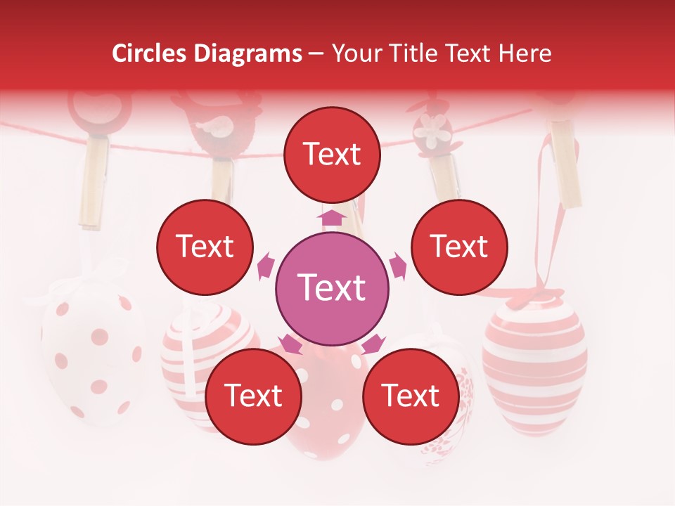 A Group Of Red And White Eggs Hanging On A Line PowerPoint Template