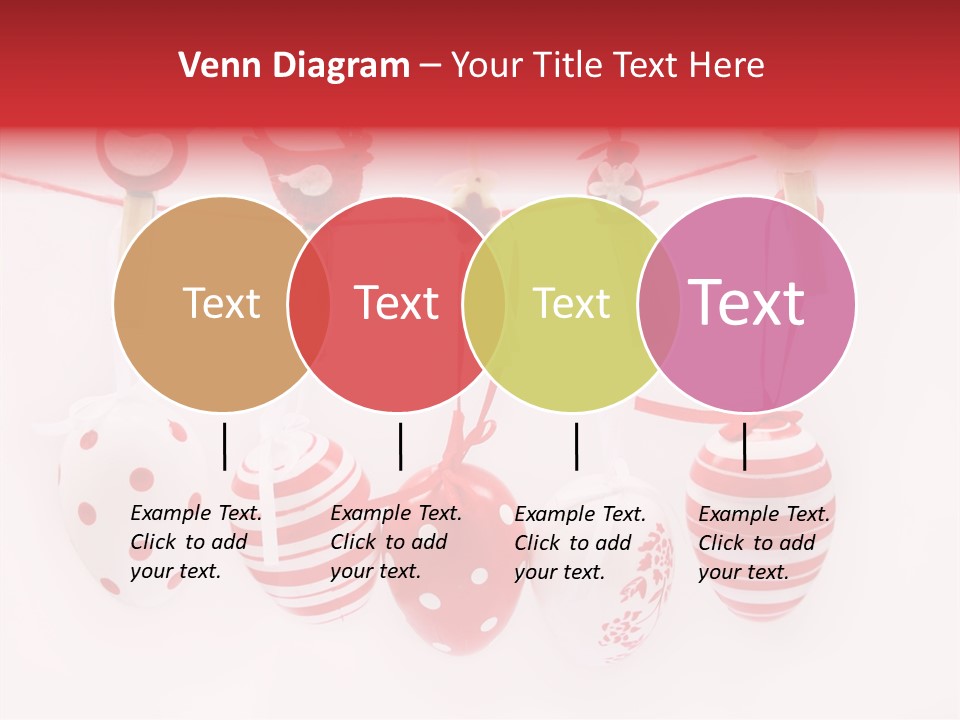 A Group Of Red And White Eggs Hanging On A Line PowerPoint Template