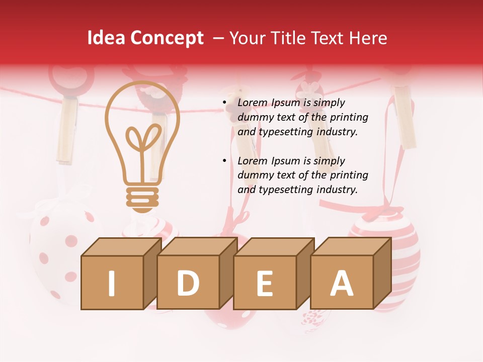 A Group Of Red And White Eggs Hanging On A Line PowerPoint Template