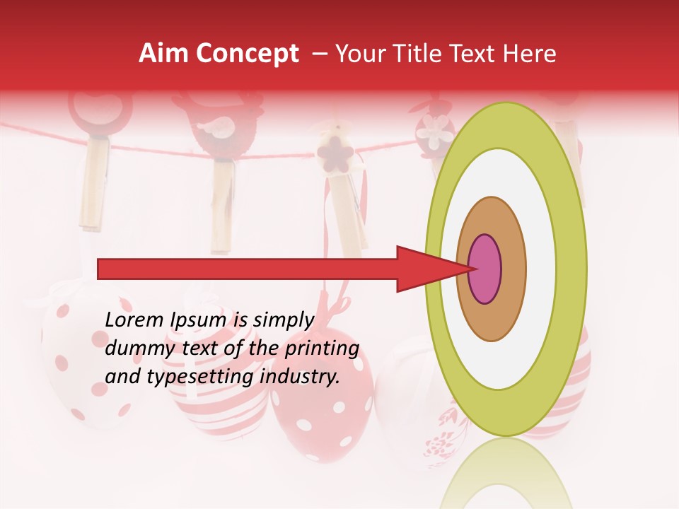 A Group Of Red And White Eggs Hanging On A Line PowerPoint Template