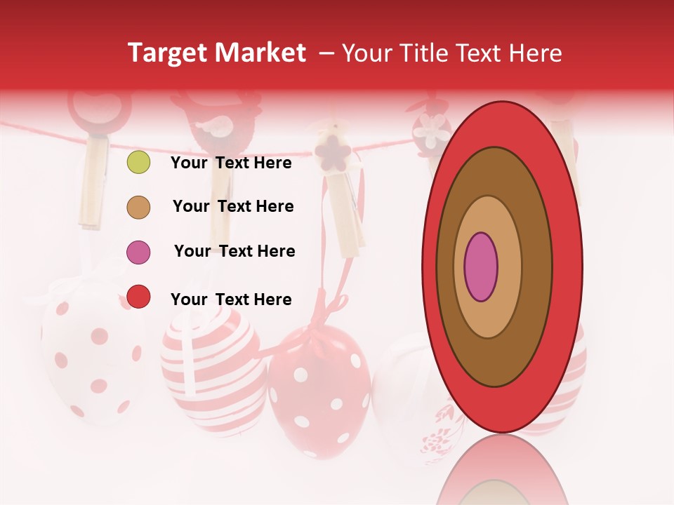 A Group Of Red And White Eggs Hanging On A Line PowerPoint Template