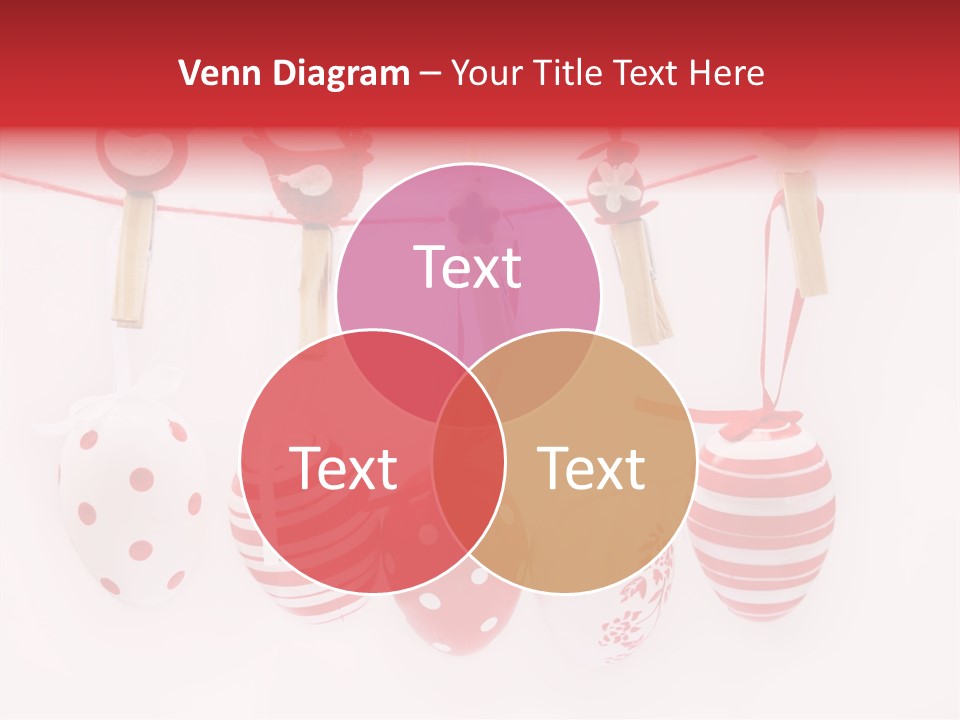 A Group Of Red And White Eggs Hanging On A Line PowerPoint Template