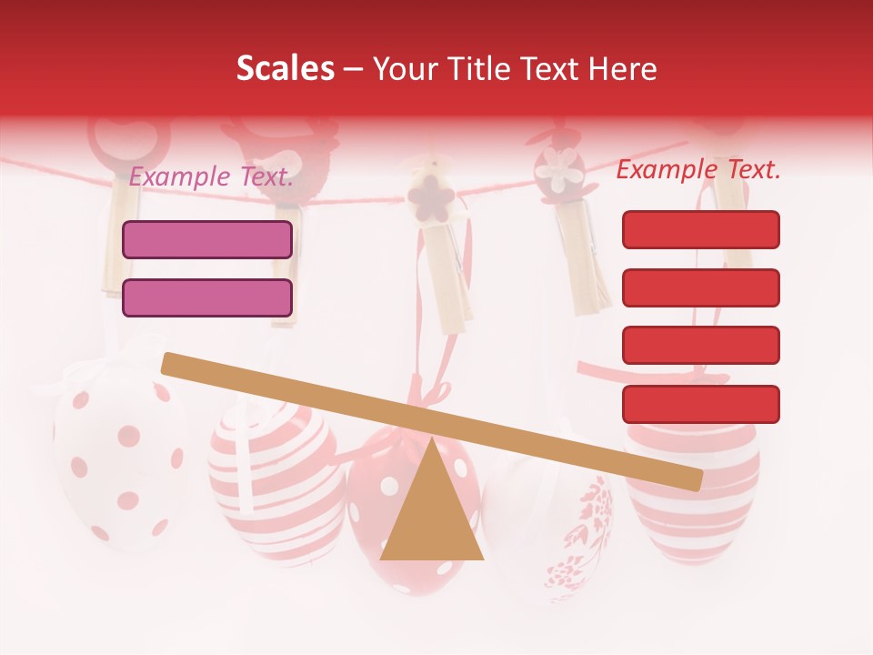A Group Of Red And White Eggs Hanging On A Line PowerPoint Template
