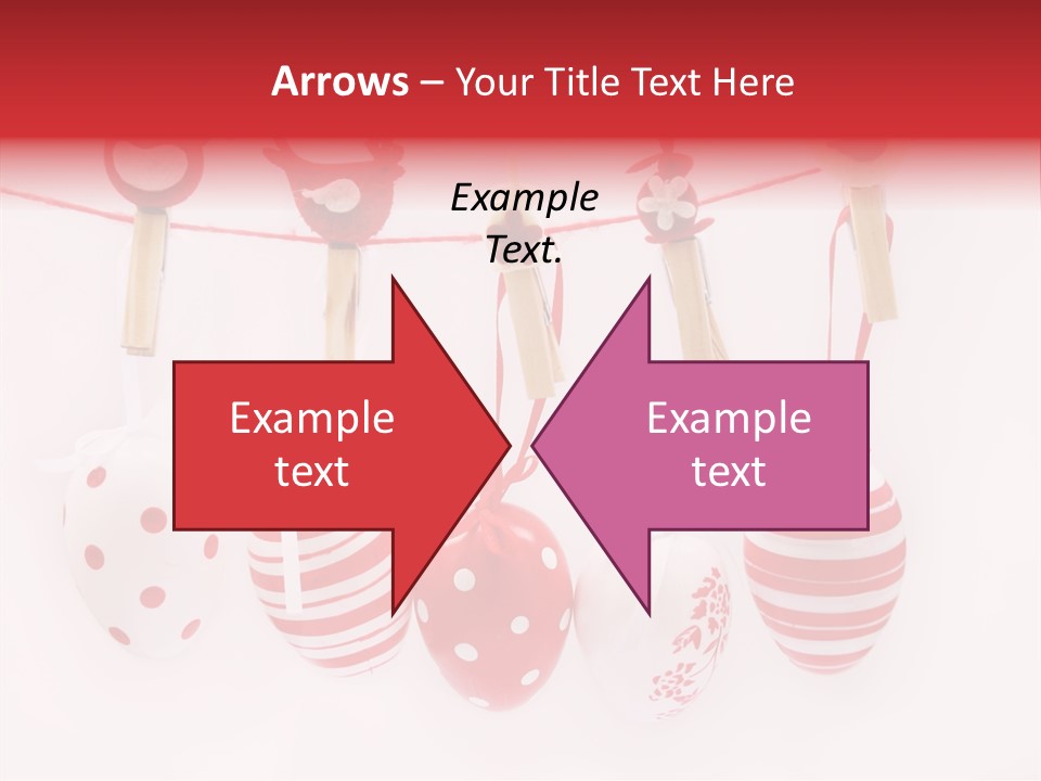 A Group Of Red And White Eggs Hanging On A Line PowerPoint Template