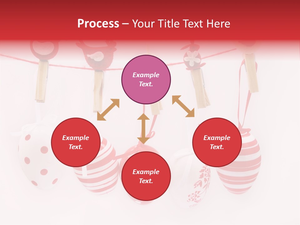 A Group Of Red And White Eggs Hanging On A Line PowerPoint Template
