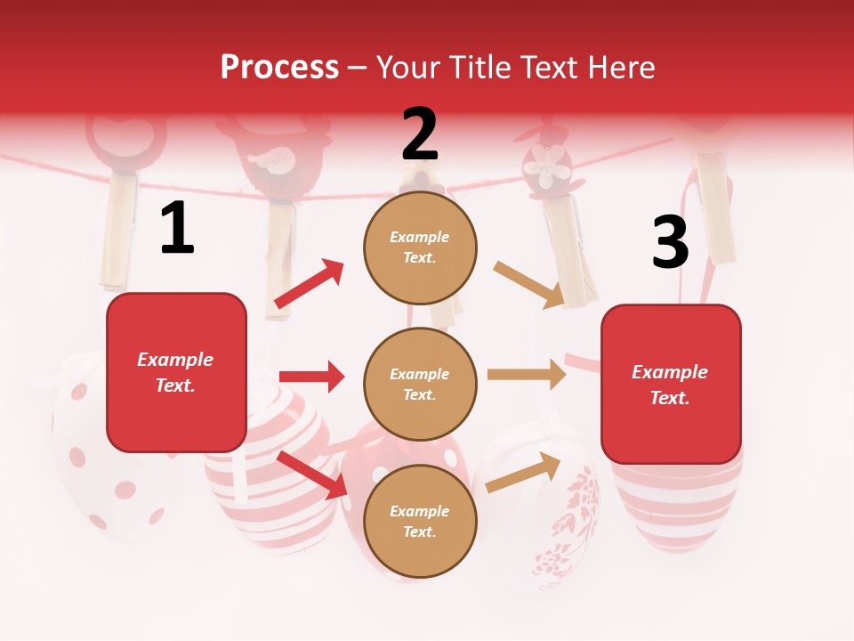 A Group Of Red And White Eggs Hanging On A Line PowerPoint Template