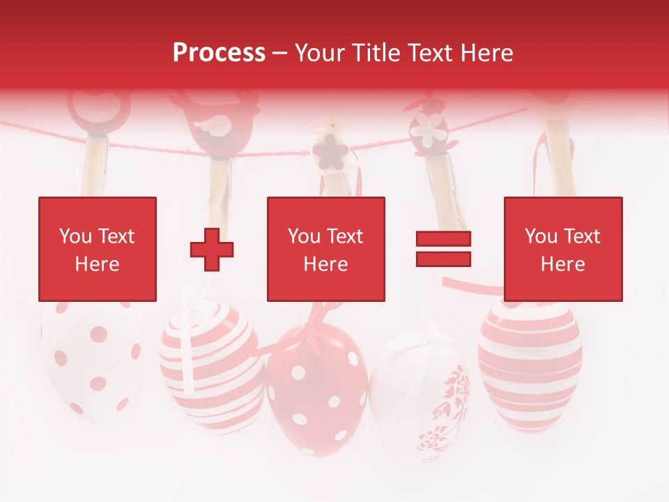 A Group Of Red And White Eggs Hanging On A Line PowerPoint Template