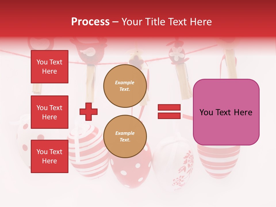 A Group Of Red And White Eggs Hanging On A Line PowerPoint Template