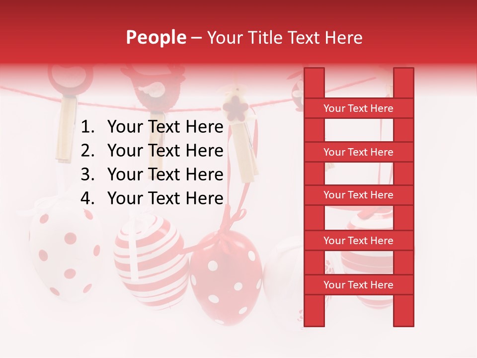 A Group Of Red And White Eggs Hanging On A Line PowerPoint Template
