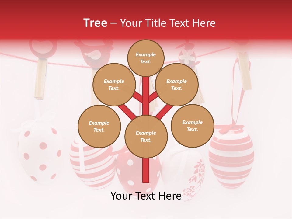 A Group Of Red And White Eggs Hanging On A Line PowerPoint Template
