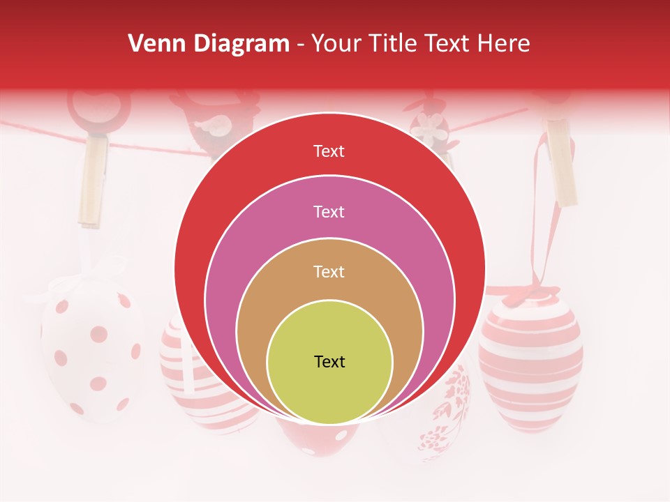 A Group Of Red And White Eggs Hanging On A Line PowerPoint Template