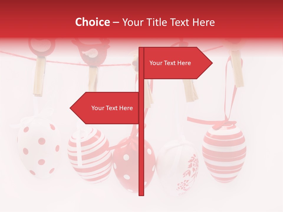A Group Of Red And White Eggs Hanging On A Line PowerPoint Template