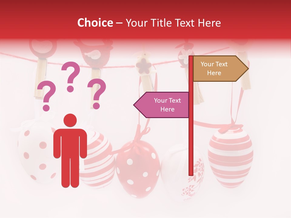 A Group Of Red And White Eggs Hanging On A Line PowerPoint Template