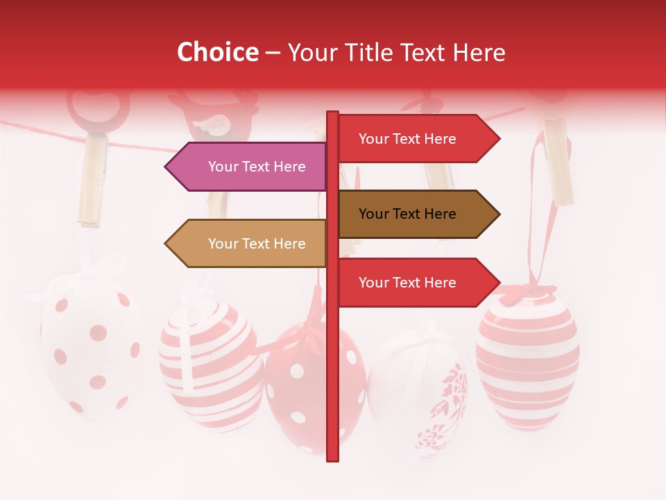A Group Of Red And White Eggs Hanging On A Line PowerPoint Template