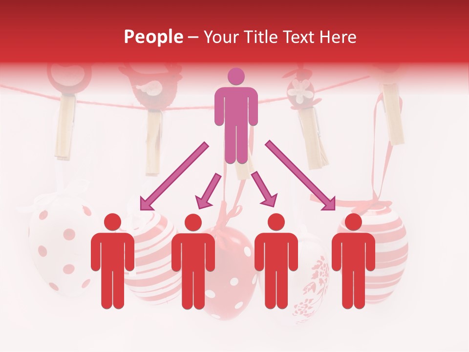 A Group Of Red And White Eggs Hanging On A Line PowerPoint Template