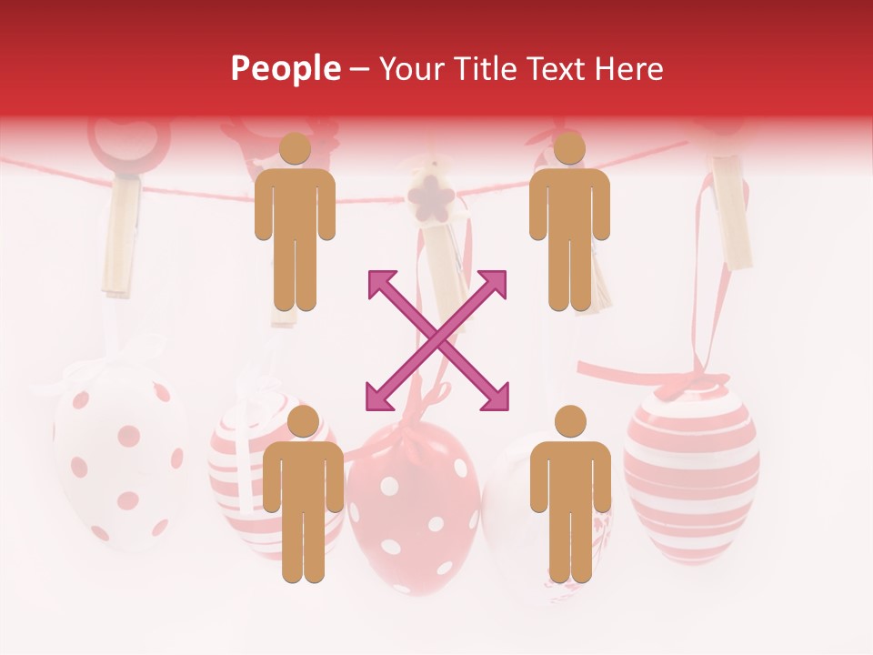 A Group Of Red And White Eggs Hanging On A Line PowerPoint Template