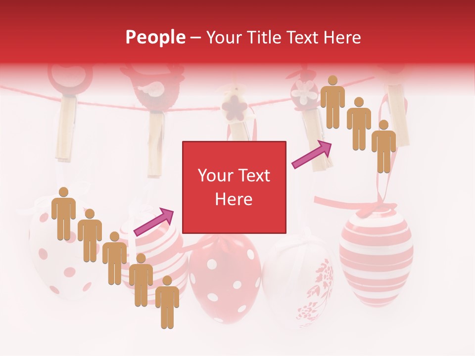 A Group Of Red And White Eggs Hanging On A Line PowerPoint Template