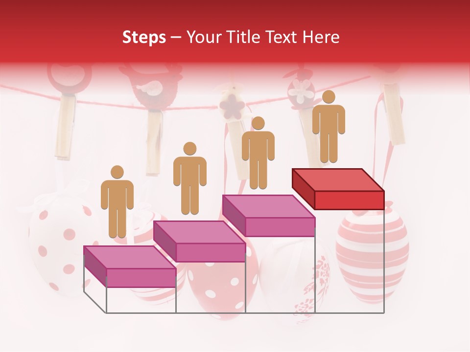 A Group Of Red And White Eggs Hanging On A Line PowerPoint Template