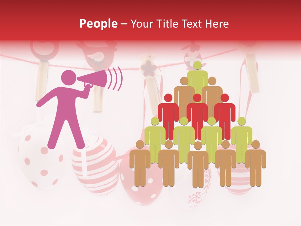 A Group Of Red And White Eggs Hanging On A Line PowerPoint Template