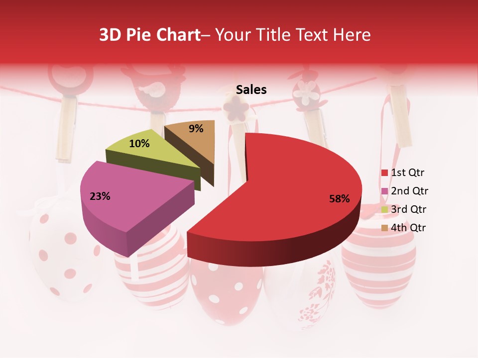 A Group Of Red And White Eggs Hanging On A Line PowerPoint Template