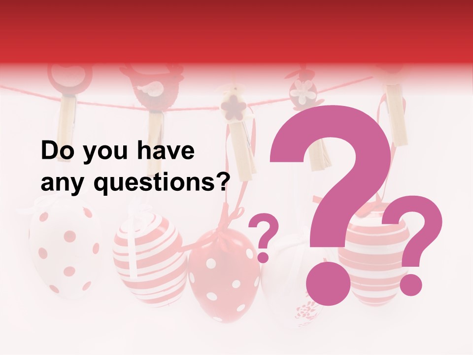 A Group Of Red And White Eggs Hanging On A Line PowerPoint Template