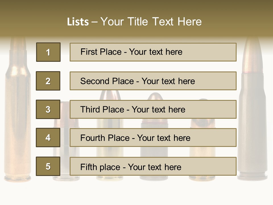 A Selection Of Bullets Isolated On White. PowerPoint Template