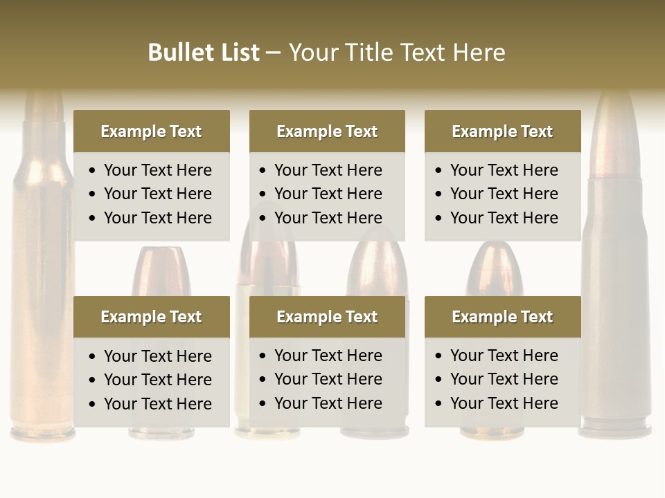 A Selection Of Bullets Isolated On White. PowerPoint Template