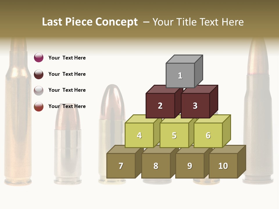 A Selection Of Bullets Isolated On White. PowerPoint Template