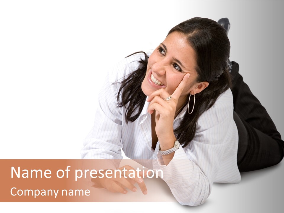 Beautiful Blonde In A White Man's Shirt PowerPoint Template