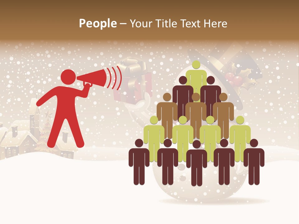 Snowman With Gift For You Stock Vector Illustration: PowerPoint Template