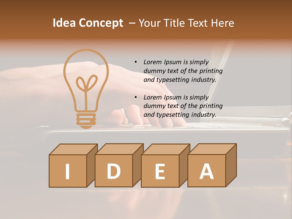 Male Hands Typing On Laptop Keyboard PowerPoint Template