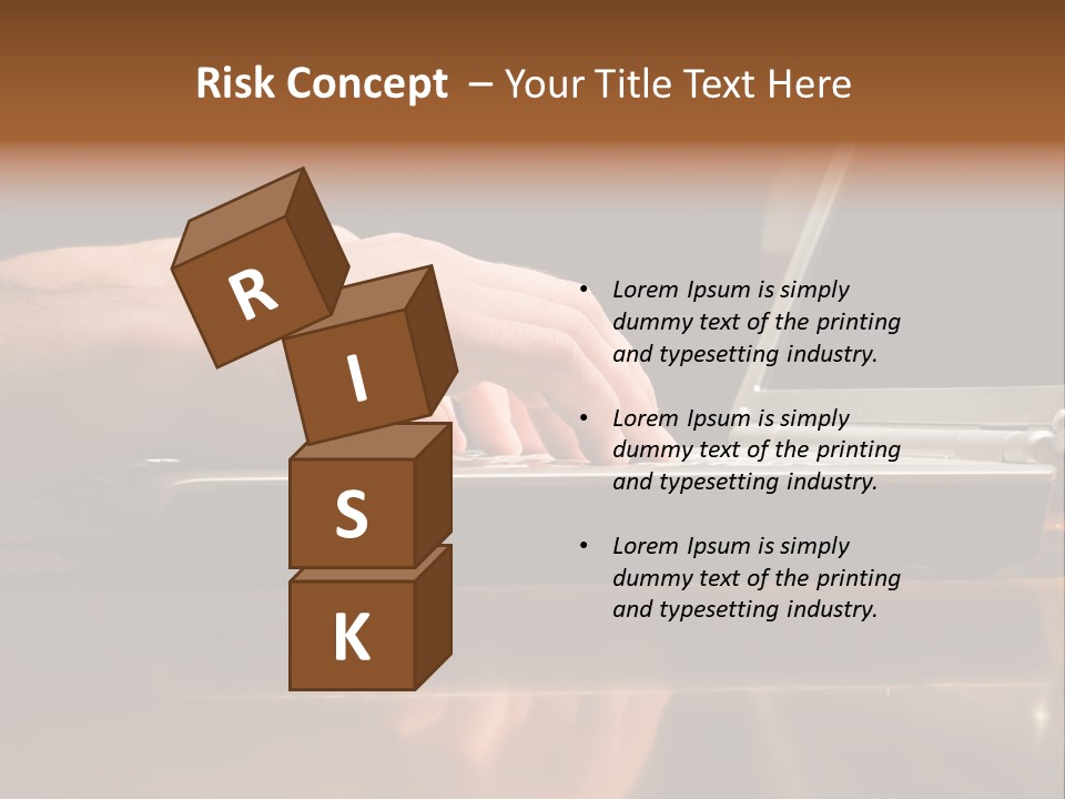 Male Hands Typing On Laptop Keyboard PowerPoint Template