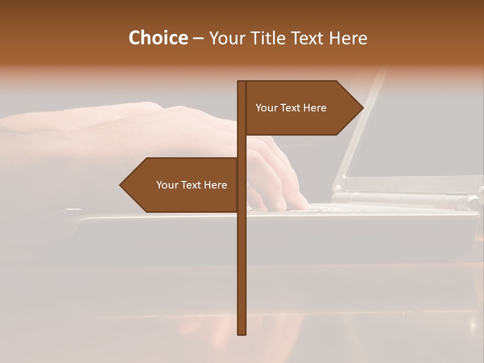 Male Hands Typing On Laptop Keyboard PowerPoint Template