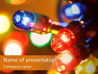 Colorful Electric Light Bulbs Close-Up PowerPoint Template