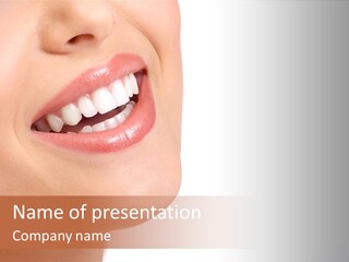 Beautiful Young Smiling Woman With Great Teeth. Isolated Over White Background PowerPoint Template