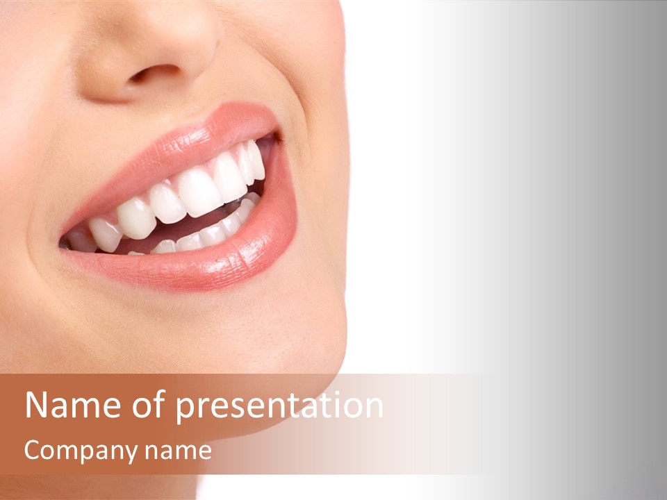 Beautiful Young Smiling Woman With Great Teeth. Isolated Over White Background PowerPoint Template