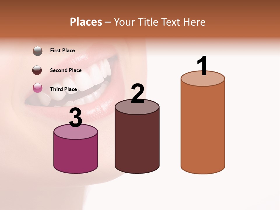 Beautiful Young Smiling Woman With Great Teeth. Isolated Over White Background PowerPoint Template