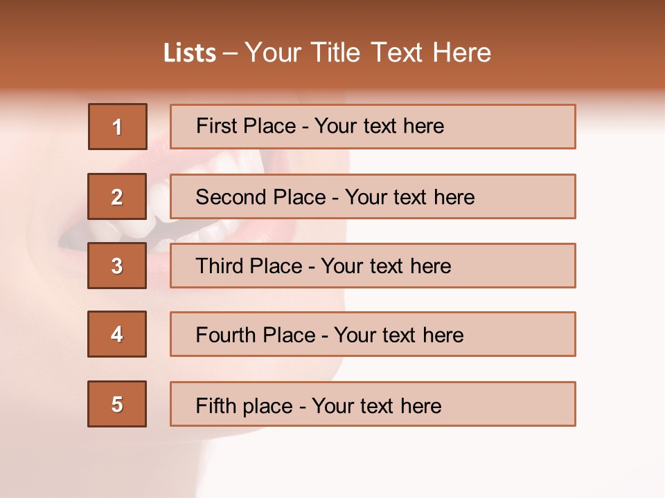 Beautiful Young Smiling Woman With Great Teeth. Isolated Over White Background PowerPoint Template